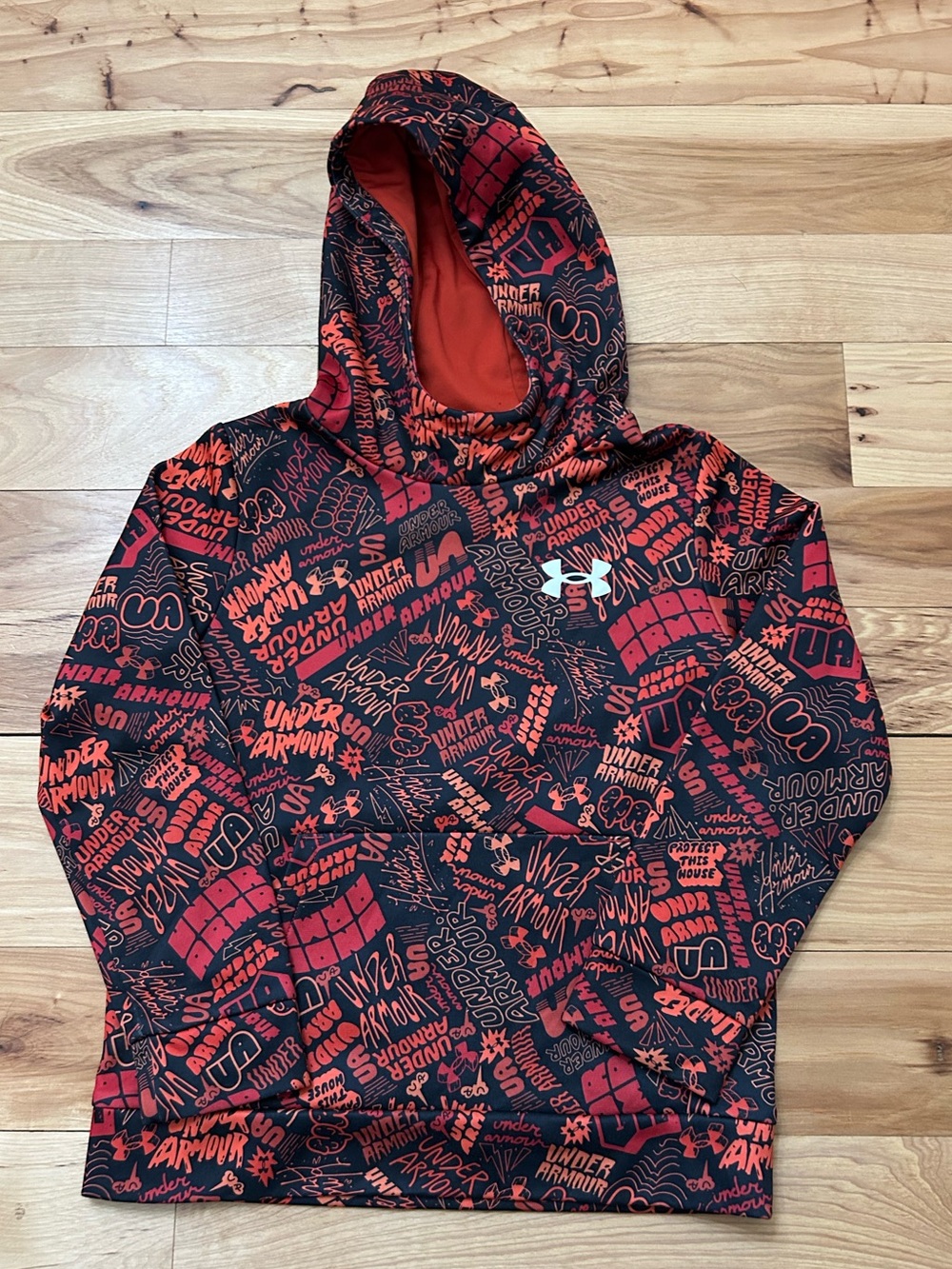 Under Armour Youth Small Hoodie, Logo Print, Loose Fit (L-26)